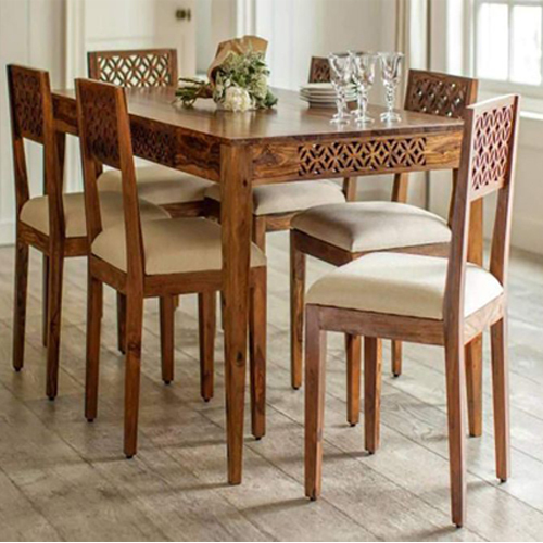 Wooden Dining Table With 6 Chair Set - Assembly: No Assembly Required
