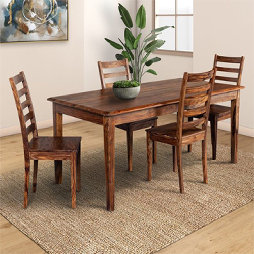 Wooden Dining Table With 4 Chair Set - Assembly: No Assembly Required