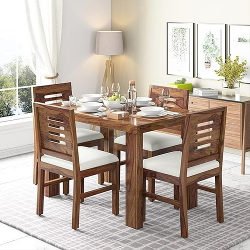 Solid Wooden Dining Table With 4 Chair Set - Assembly: No Assembly Required