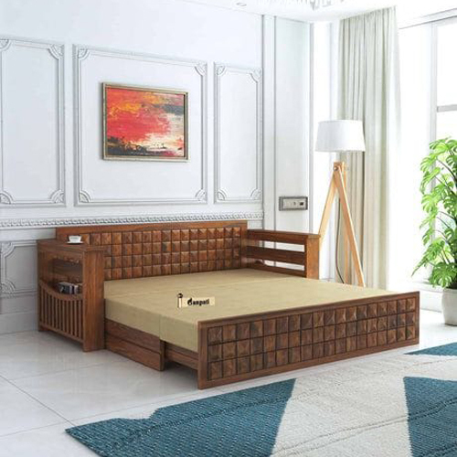 Solid Wooden Sofa Cum Bed - Color: Different Available