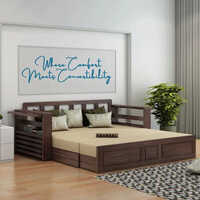 Bedroom Wooden Sofa Cum Bed - Color: Brown