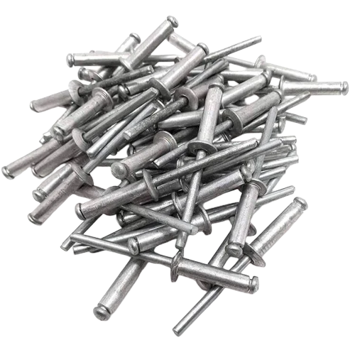 Aluminum Rivet - Carbon Steel, Various Sizes, Sleek Silver Color, Round Shape | Durable, Polished Finish For Industrial Use, Versatile Design