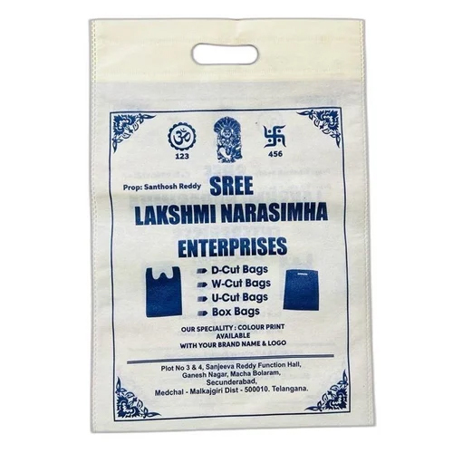 Printed D Cut Non Woven Bag - Color: White