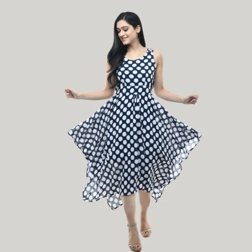 Dot Printed Ladies Georgette Dress