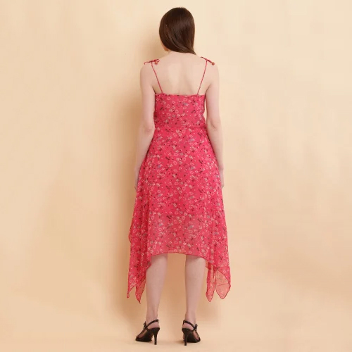 Pink A Line Georgette Dress