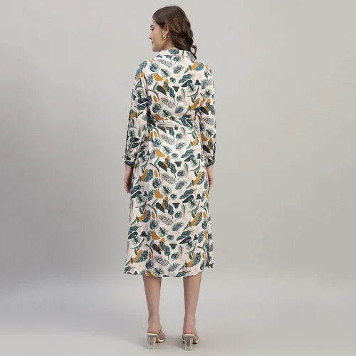 Women Floral Print Midi Fit A Line Dress