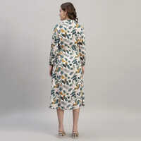 Women Floral Print Midi Fit A Line Dress