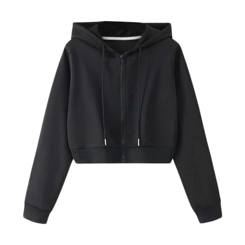 Women Crop Zip Hoodie