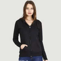 Women Zip Hoodie - Color: Black
