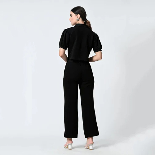 Lycra Western Black Top Pant Co-Ord Set