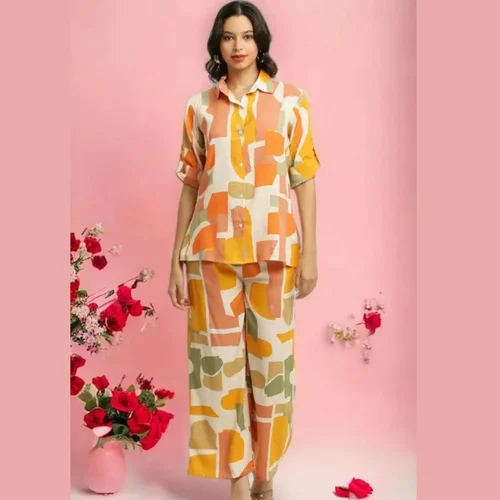 Ladies Cotton Top With Palazzo - Design: Modern