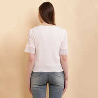 White Regular Fit Ladies Cotton Top