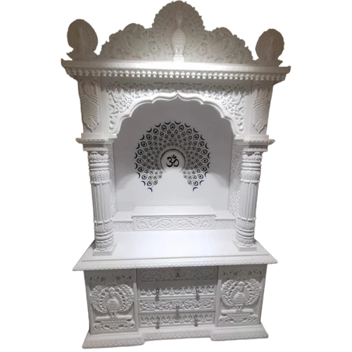Home Marble Temple - White Marble, Customizable Size , Scratch-resistant Coating For Enhanced Durability And Elegance In Home Worship