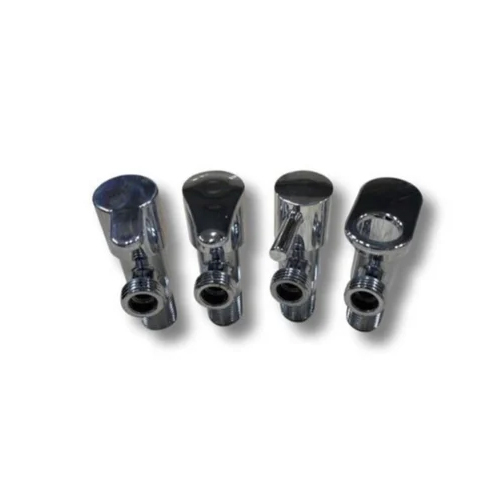 Ms Angle Valve - Cast Iron, 1/2 Inch Size, Glossy Silver Color | Easy to Use, Wall-Mounted Design, Chrome Surface Treatment
