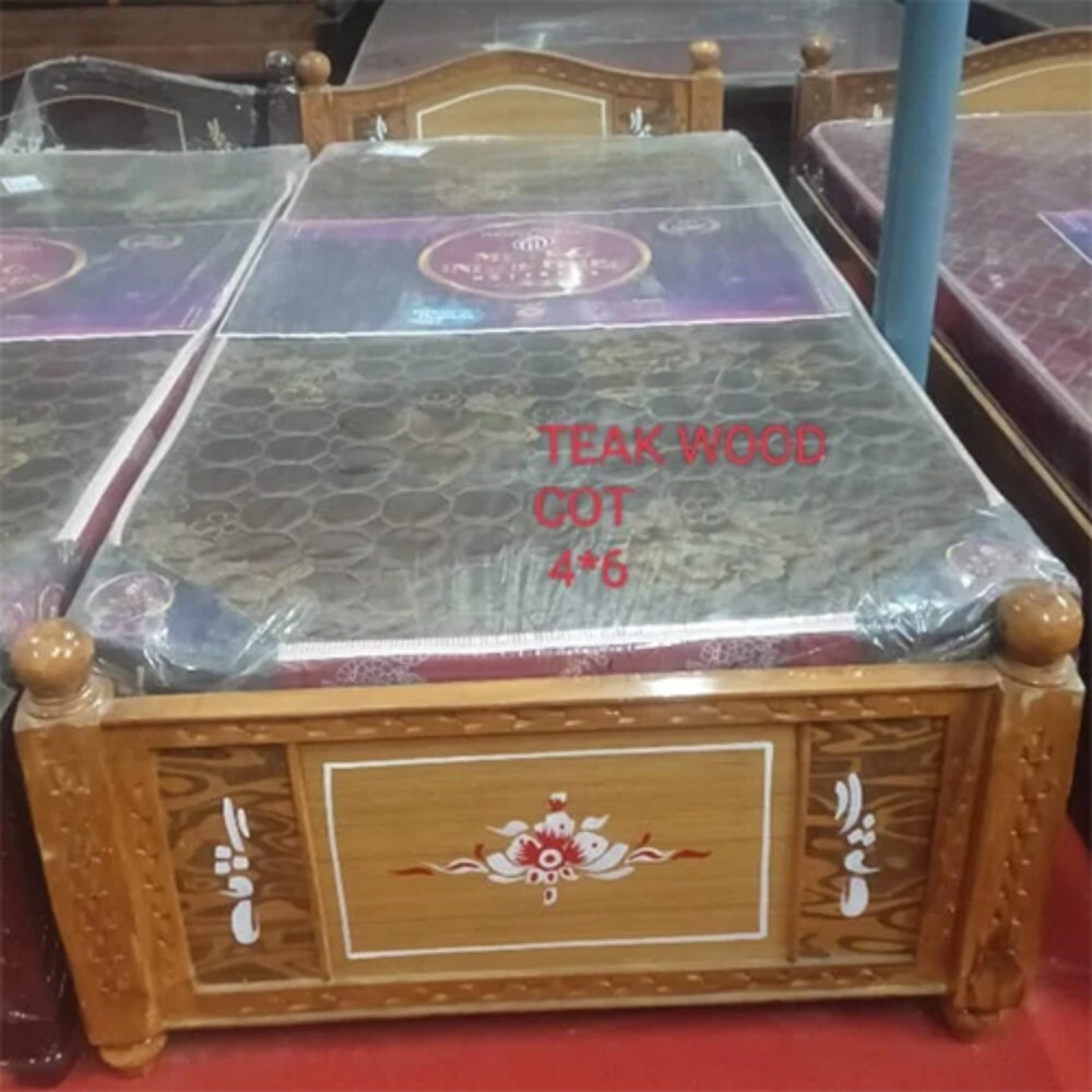 Teak Cot Wooden Bed - Color: Brown