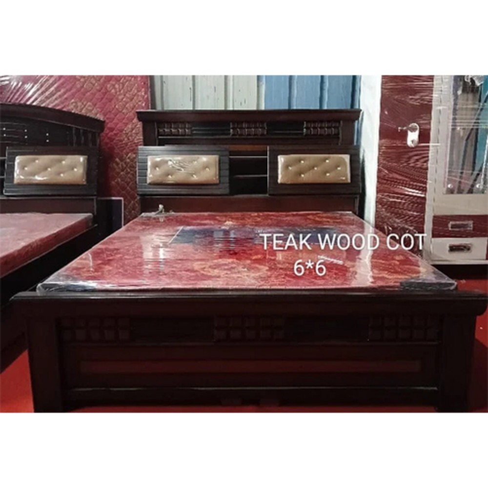 Teak Wooden Bed - Artwork: Handmade
