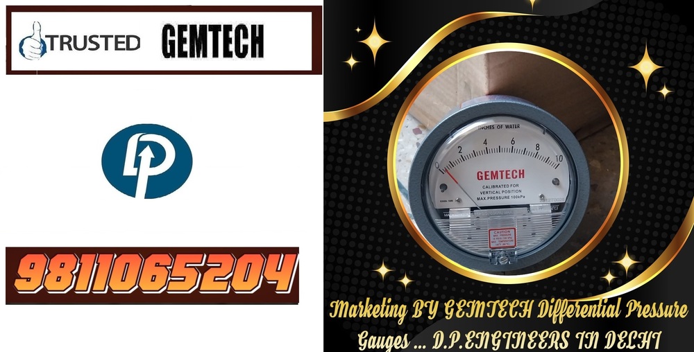 Popular Cities GEMTECH Differential Pressure Gauge Wholesalers by Surat