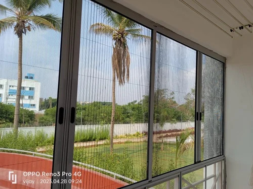 Balcony Sliding Pleated Mosquito Net Screen Window - Size: Full