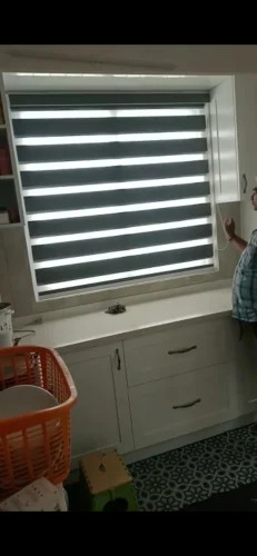 Horizontal Zebra Window Blinds - Color: White