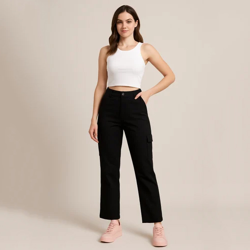 Women Cargos Pant - Color: Black