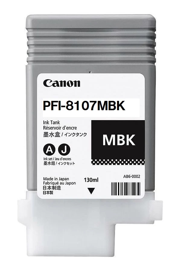 Canon PFI-8107MBK Ink Cartridge, Matte Black, 130ml