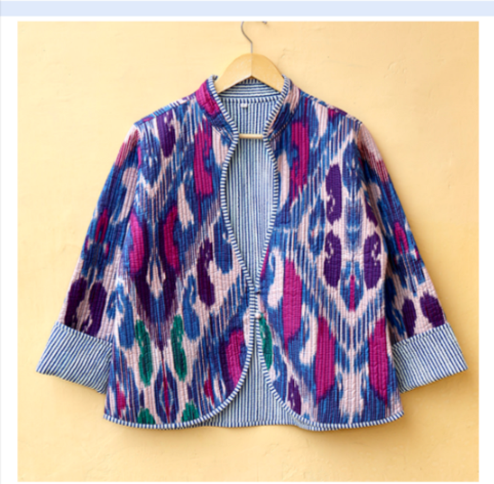 Multi Color Reversible Womens Boho Coat - Bust Size: Requirement Based Perch