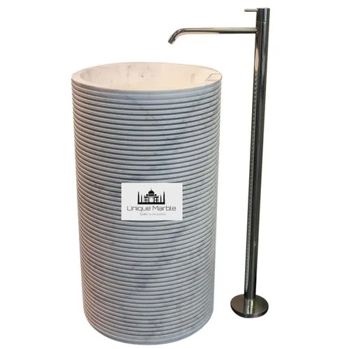 Designer Pedestal Wash Basin - Color: White