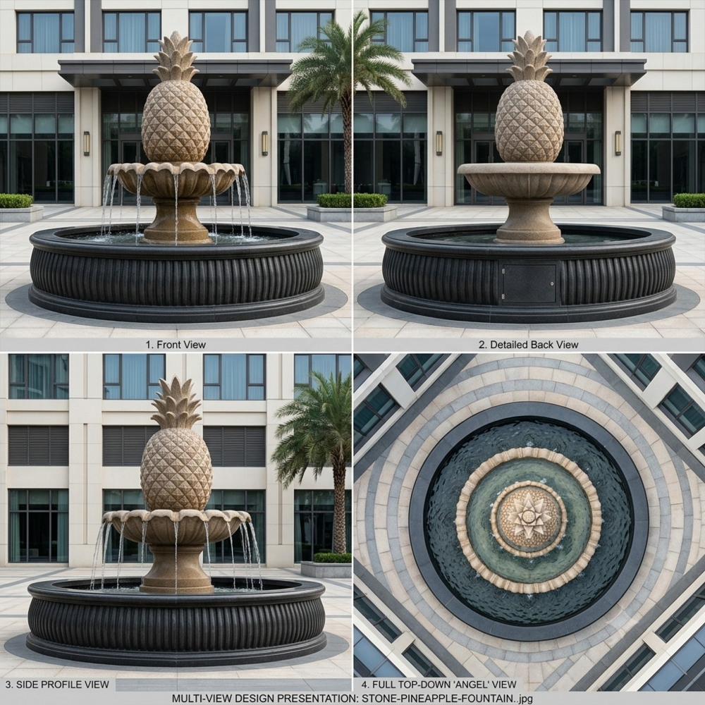 Stone Pineapple Fountain - Color: Brown