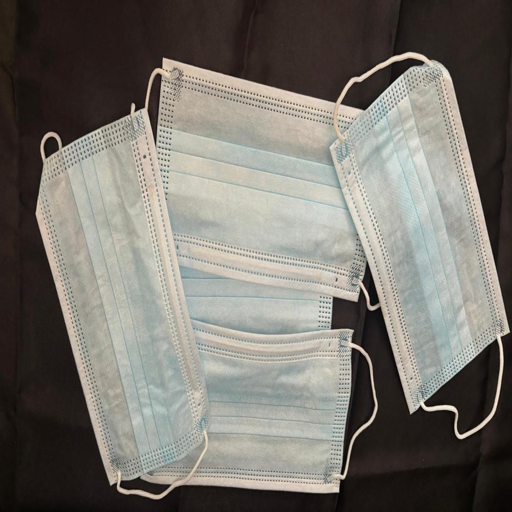 Disposable Face Mask - Non-woven Material, 3 Ply | Bacterial Filtration Efficiency 98%, Soft Elastic Earloop, Skin-friendly, Single Use, Blue Color