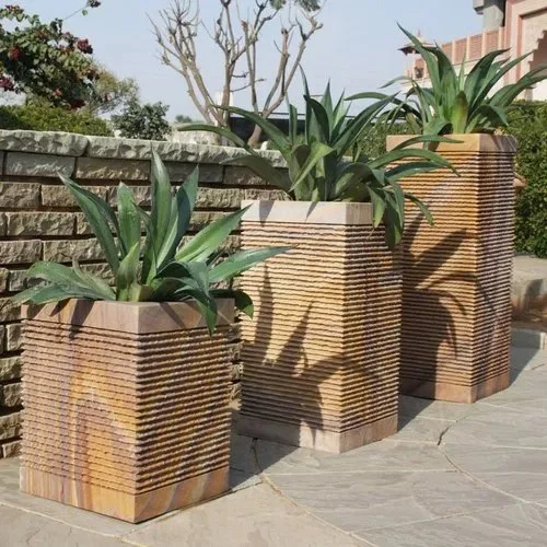 Sandstone Garden Planters - Color: Beige