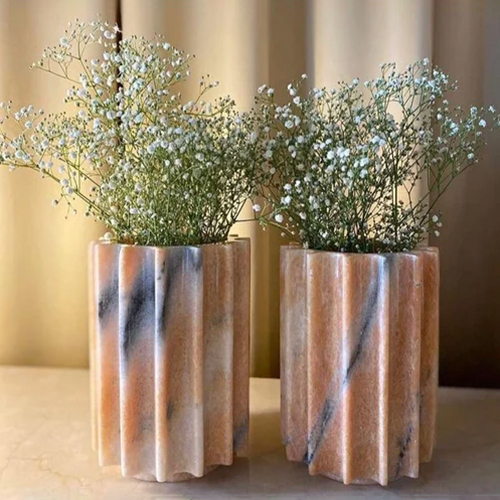 Marble Flower Pot - Color: Pink