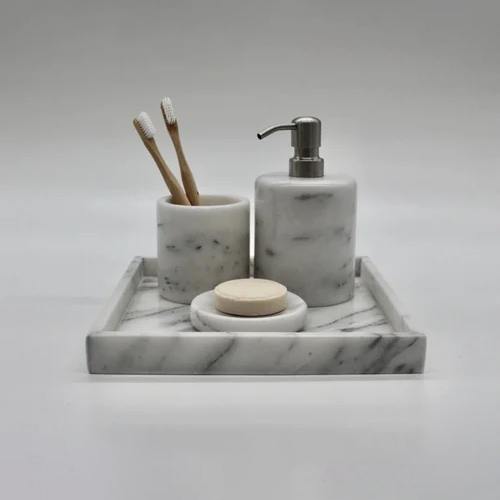 Mini Marble Bathroom Accesories - Color: White