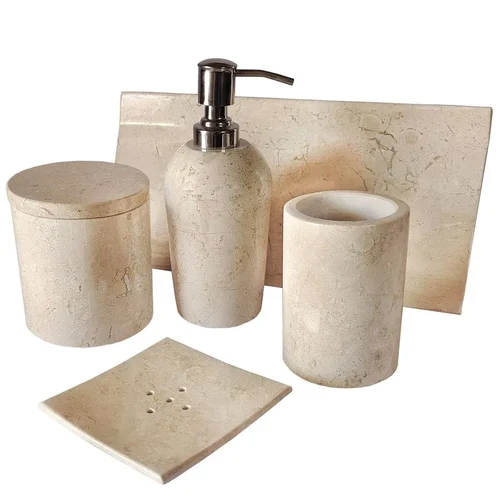 Italian Marble Bath Accessories - Color: Beige