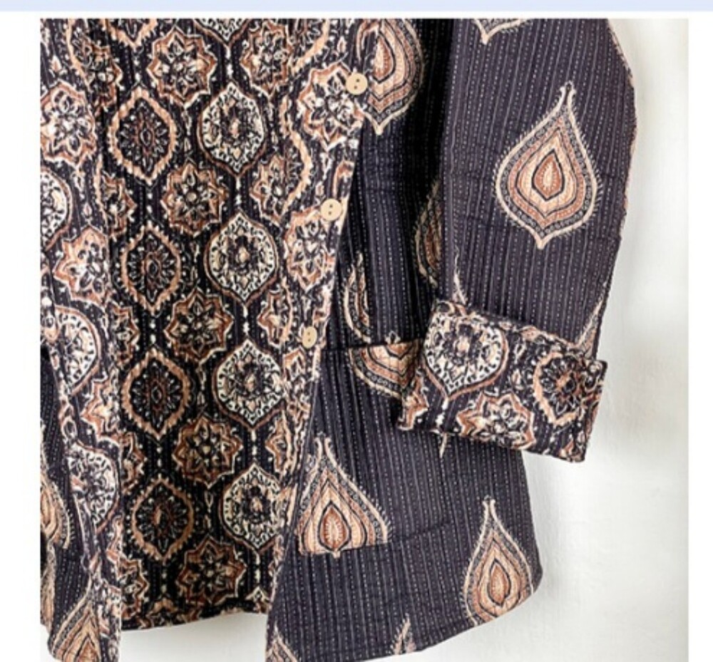 02_reversible Hand Block Printed Jacket - Bust Size: Requirement Based Millimeter (Mm)