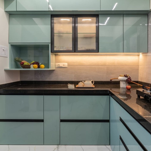 L Shape Modular Kitchen - Color: As Per Requirment