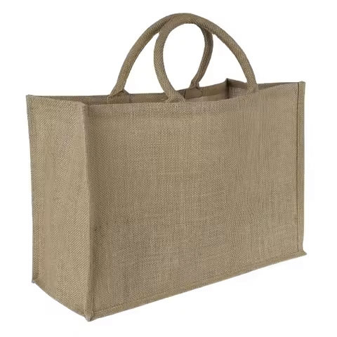 Women's Linen Handbag Custom Logo Big Capacity Jute Shopping Tote Bag Advertising Packaging for Clothes Flax Letter for Gifts