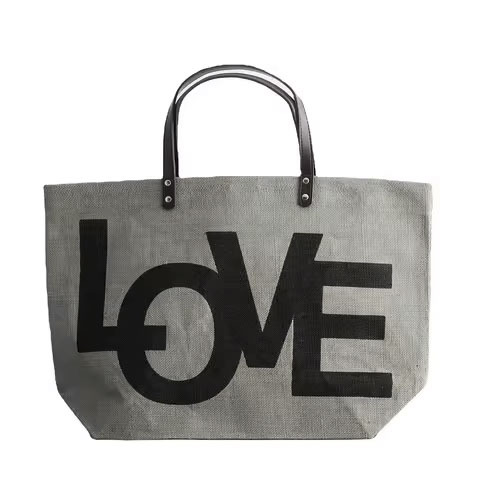 Wholesale Custom Logo Jute Tote Bag Heavy Duty Foldable Eco-friendly with Leather Handles Decorated Flowers Letters for Gifts