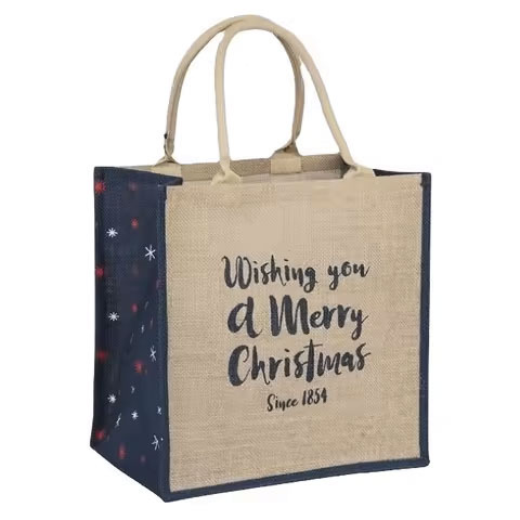 Wholesale Custom Printing Logo Natural Gunny Eco Friendly Jute Tote Bag Recycle Foldable Jute Shopping Bag