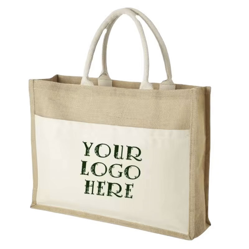 Durable Nature Jute Tote Bag with Round Handle Off-the-Shelf Burlap Bag for Promotional Use