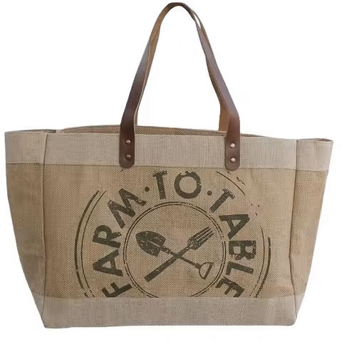2023 Reusable Jute Handbags Imported Grocery Shopping Bag OEM Burlap Women's Handbag From India