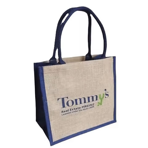 Wholesale Custom Hemp Jute Tote Bag with PVC Lining Ins National Style Features Custom Logo Letter Flower Print for Gifts
