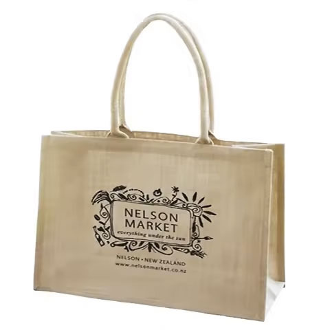 Women's Linen Reusable Travel Handle Tote Jute Bag Custom Logo Printing Fashionable Promotional Shopping Product Gift Options