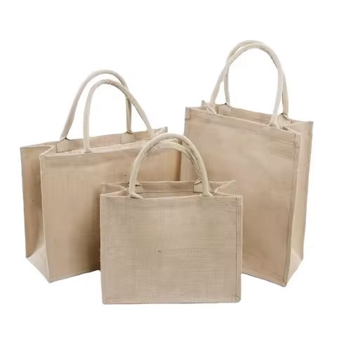 100% Custom Printed Eco-Friendly Large Burlap Jute Tote Beach Bag Washable Shopping Bag with Customizable Logos