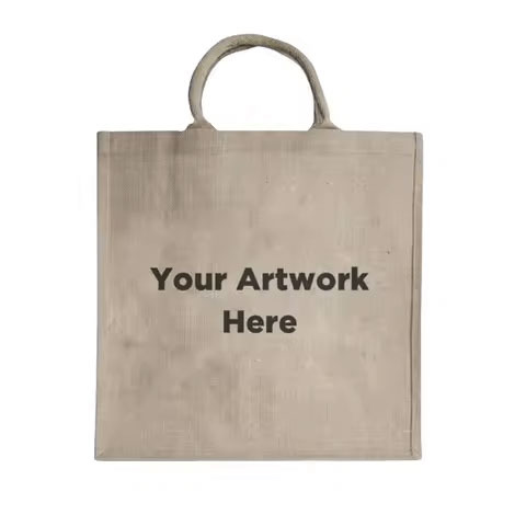 Wholesale Custom High Quality Large Eco Cotton Linen Handbags Hessian  Jute Grocery Shopping Tote Bags