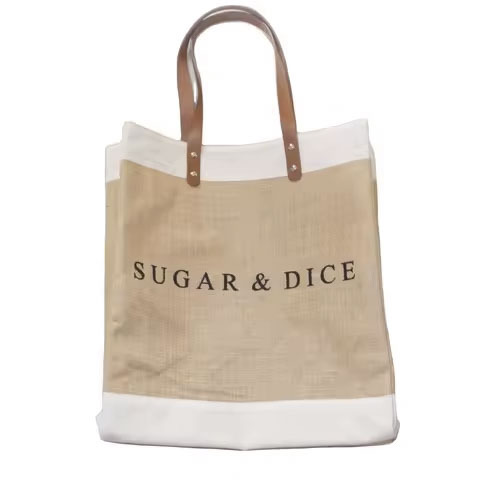 Premium Jute Tote Bag India Easy-to-Carry Leather Straps Logo Print PVC Fabric Lining Open Closure Letter Perfect Gift