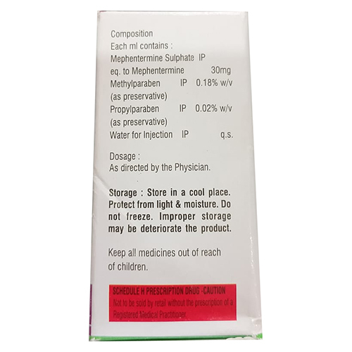 Mephentermine Sulphate Injection Ip - Water-soluble Sulphate Injection, 100% Safe, 100% Pure, Store In Cool Environment
