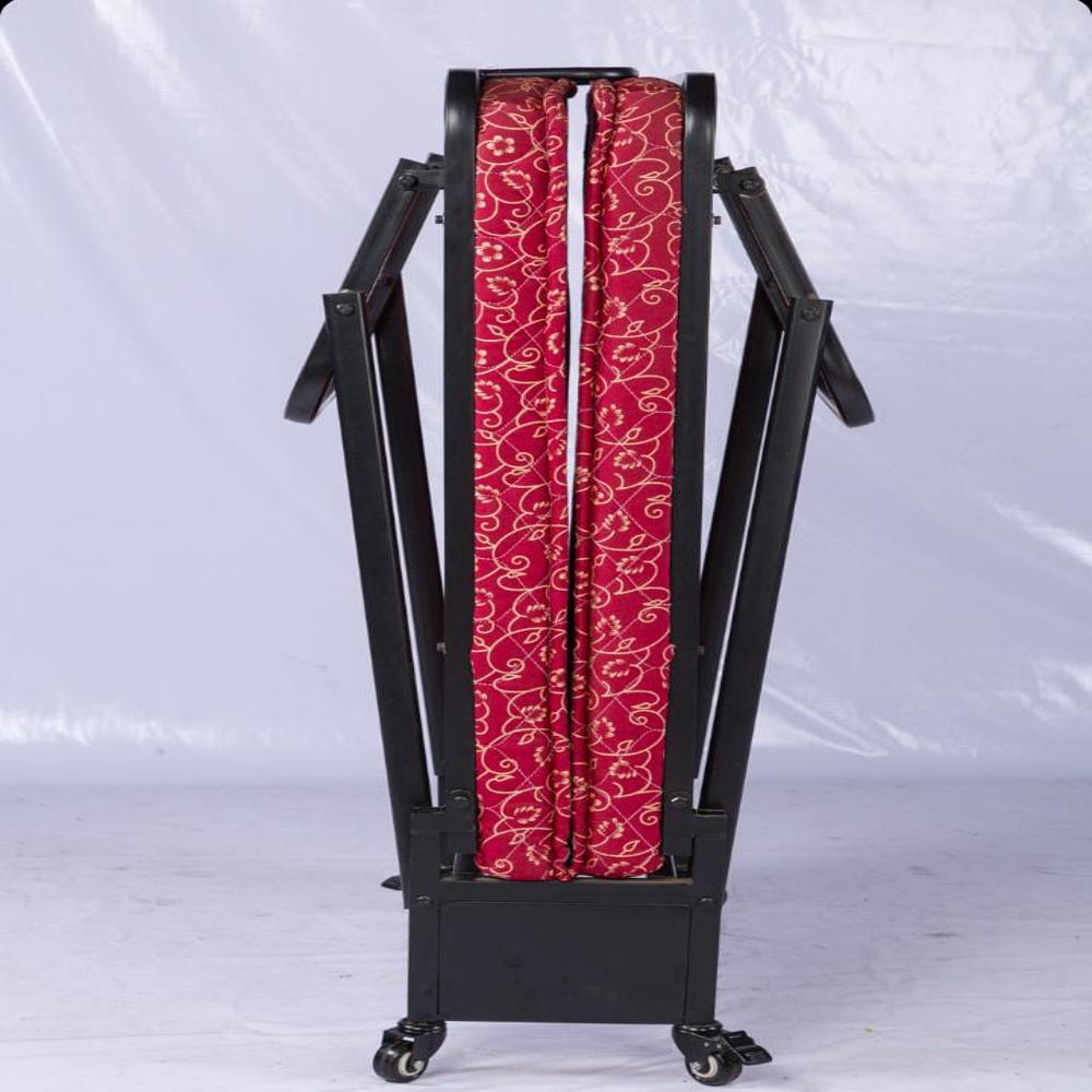 Om Woods Db 165 6*2.5 Folding Bed With Mattress - Metal Frame, Black Powder Coated Finish | Eco-friendly, No Assembly Required, Industrial Use