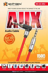 Nextgen Aux Cable 1.5 Meter - Color: Red & Black