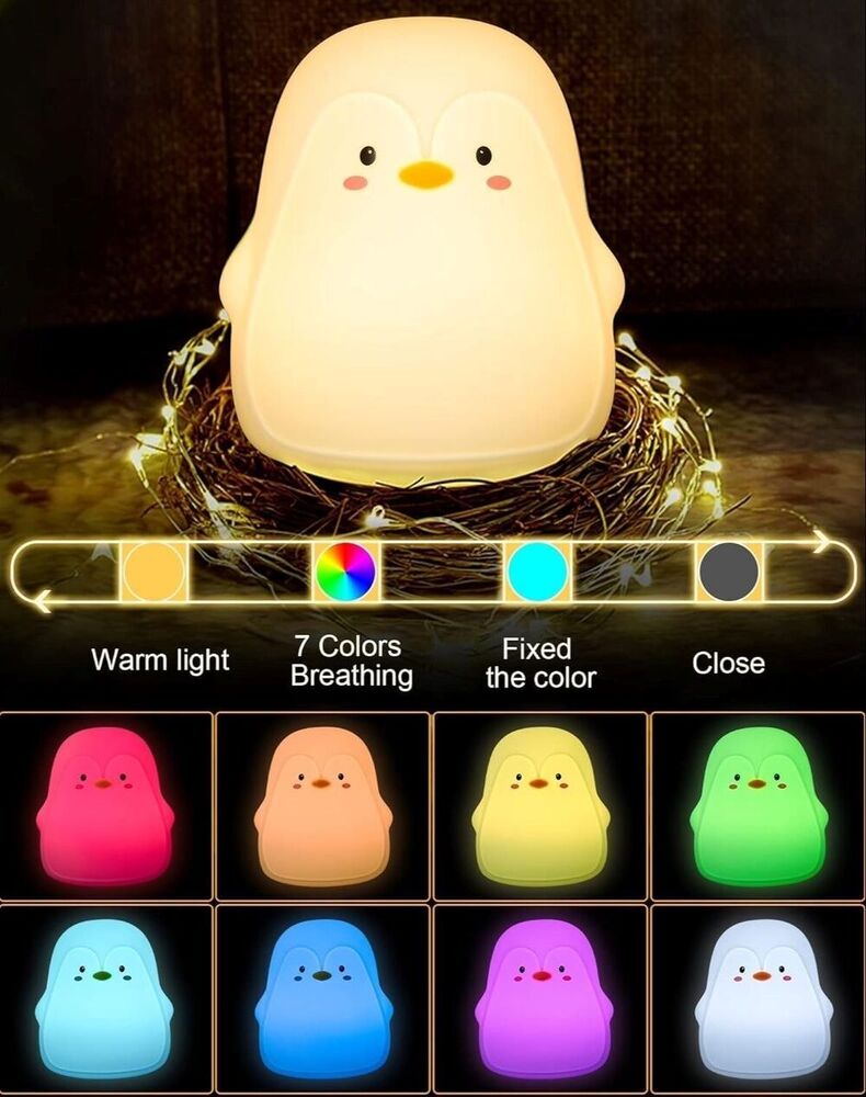 Silicone Penguin Night Lamp for Kids