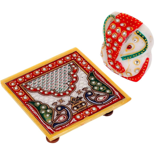 Marble Ganesh With Chowki